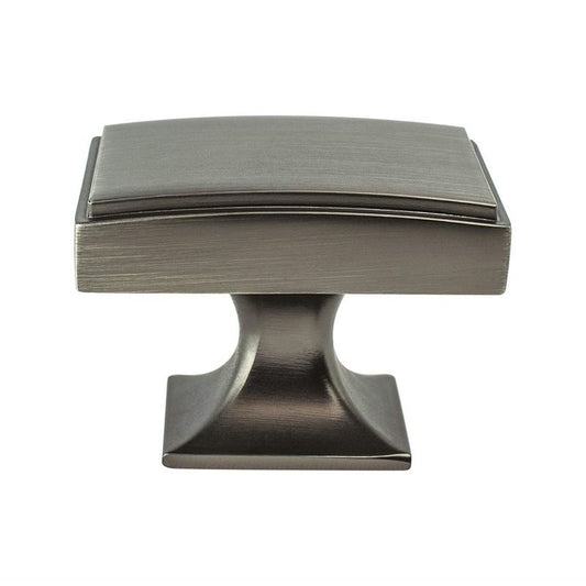 1.13" Wide Traditional Rectangular Knob in Vintage Nickel from Hearthstone Collection