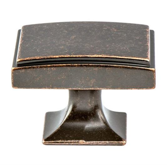 1.13" Wide Traditional Rectangular Knob in Weathered Verona Bronze from Hearthstone Collection