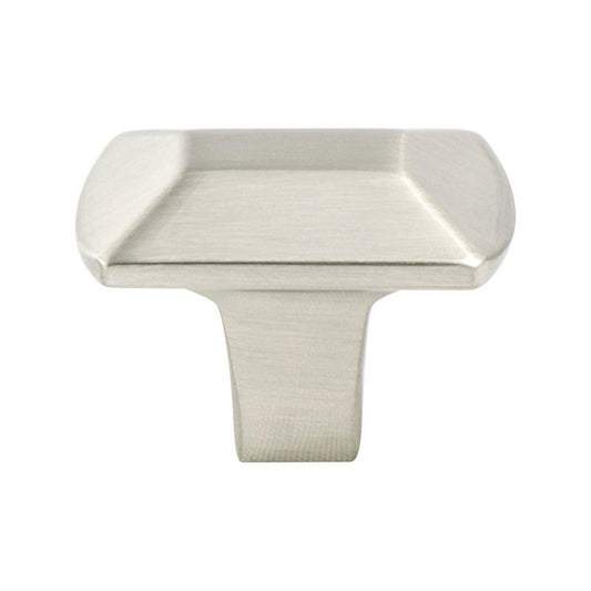 1" Wide Contemporary Rectangular Knob in Brushed Nickel from Laura Collection