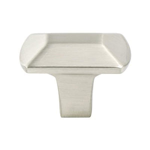 1' Wide Contemporary Rectangular Knob in Brushed Nickel from Laura Collection