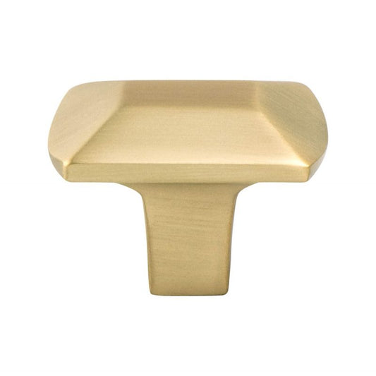 1" Wide Contemporary Rectangular Knob in Modern Brushed Gold from Laura Collection
