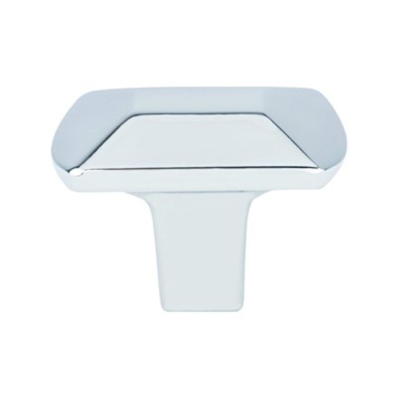 1' Wide Contemporary Rectangular Knob in Polished Chrome from Laura Collection