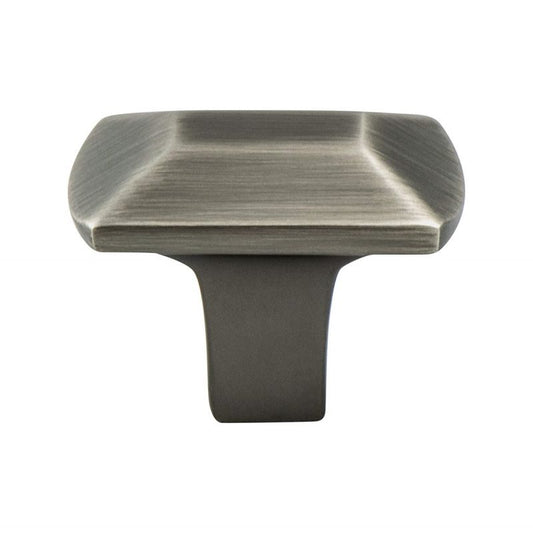 1" Wide Contemporary Rectangular Knob in Vintage Nickel from Laura Collection