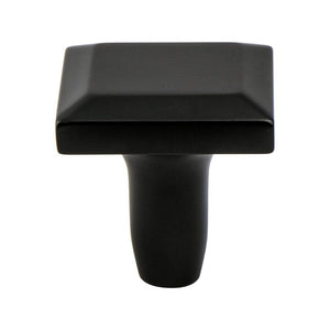 1.19' Wide Contemporary Square Knob in Matte Black from Metro Collection