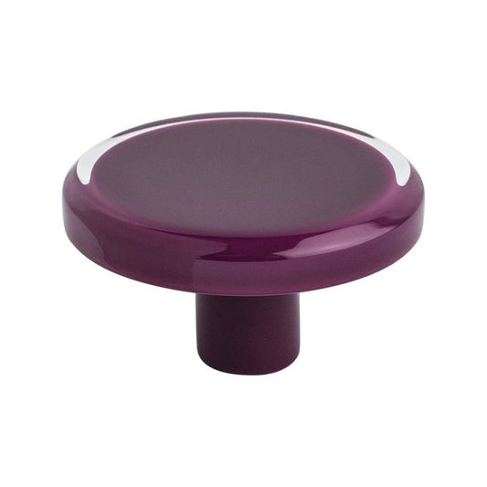 2" Wide Contemporary Round Knob in Transparent Violet from Next Collection