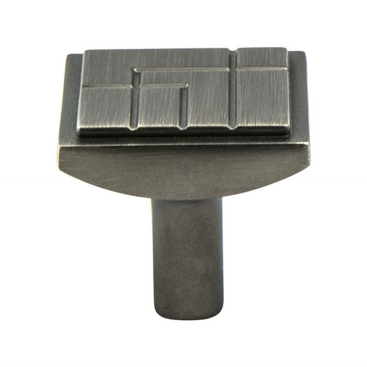 1.13" Wide Artisan Square Knob in Vintage Nickel from Oak Collection