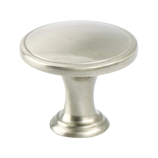1.25" Wide Transitional Modern Round Knob in Brushed Nickel from Oasis Collection