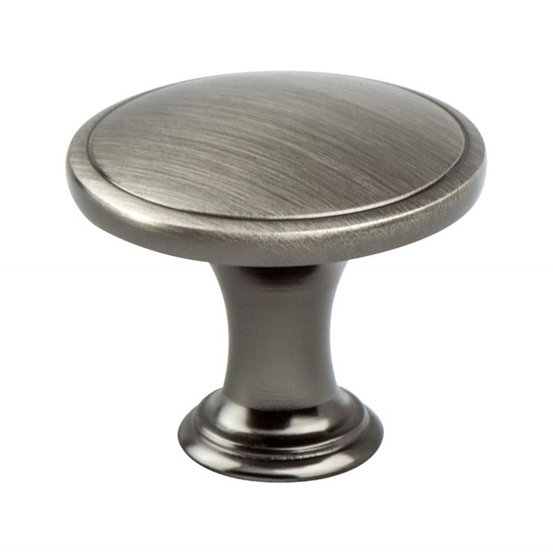 1.25' Wide Transitional Modern Round Knob in Brushed Tin from Oasis Collection