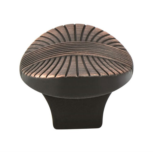 1.19" Wide Transitional Modern Oval Knob in Verona Bronze from Opus Collection