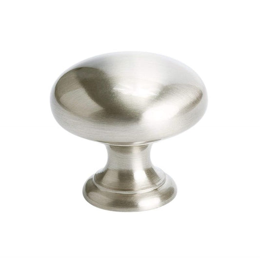 1.25" Wide Traditional Round Knob in Brushed Nickel from Plymouth Collection