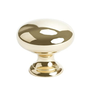 1.25' Wide Traditional Round Knob in Polished Brass from Plymouth Collection