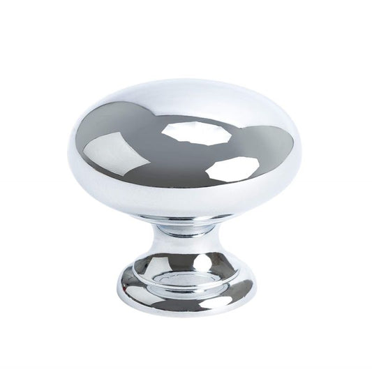 1.25" Wide Traditional Round Knob in Polished Chrome from Plymouth Collection