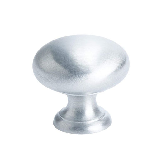 1.25" Wide Traditional Round Knob in Satin Chrome from Plymouth Collection