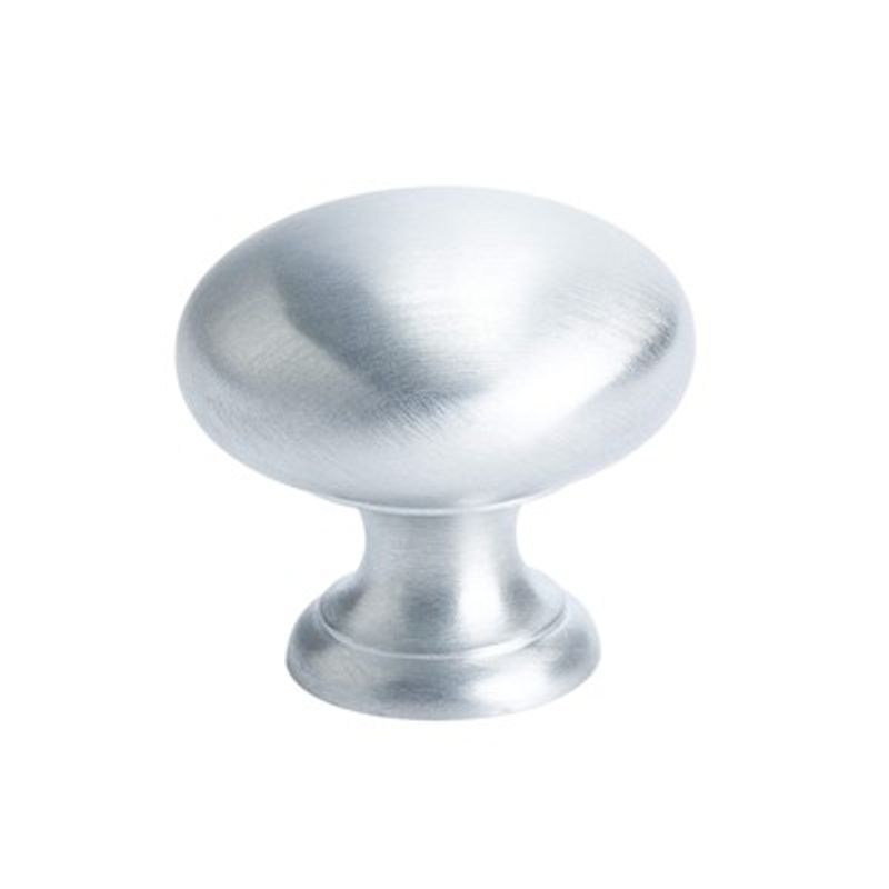 1.25' Wide Traditional Round Knob in Satin Chrome from Plymouth Collection