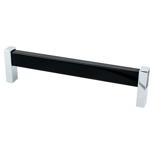 6.63" Contemporary Rectangular Pull in Polished Chrome Black from Prism Collection