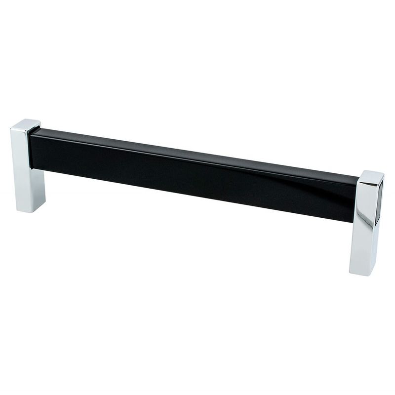 6.63' Contemporary Rectangular Pull in Polished Chrome Black from Prism Collection