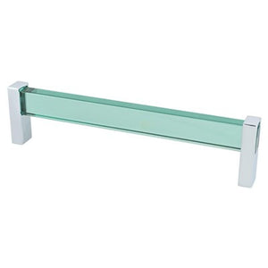 6.63' Contemporary Rectangular Pull in Polished Chrome Transparent Green from Prism Collection