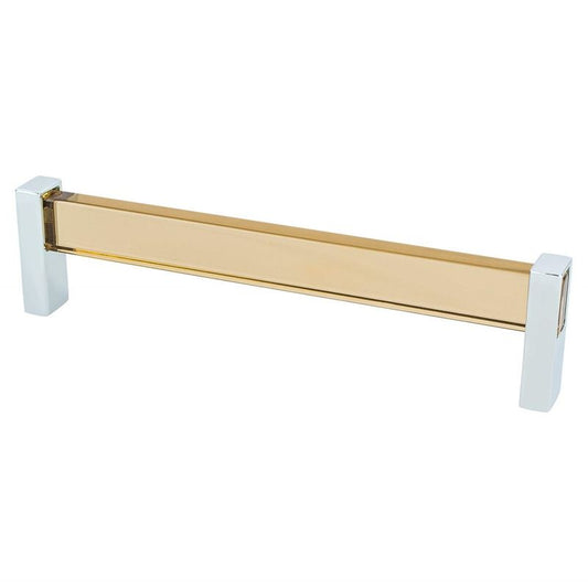 6.63" Contemporary Flat Bar Pull in Polished Chrome Transparent Brown from Prism Collection