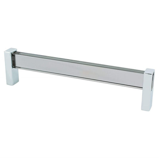 6.63" Contemporary Flat Bar Pull in Polished Chrome Transparent Grey from Prism Collection