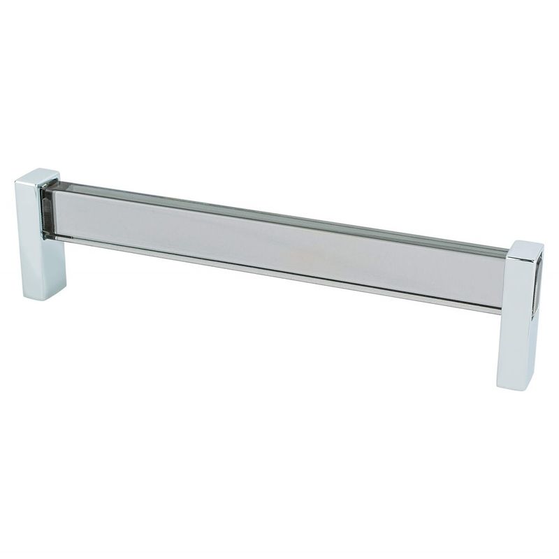 6.63' Contemporary Flat Bar Pull in Polished Chrome Transparent Grey from Prism Collection