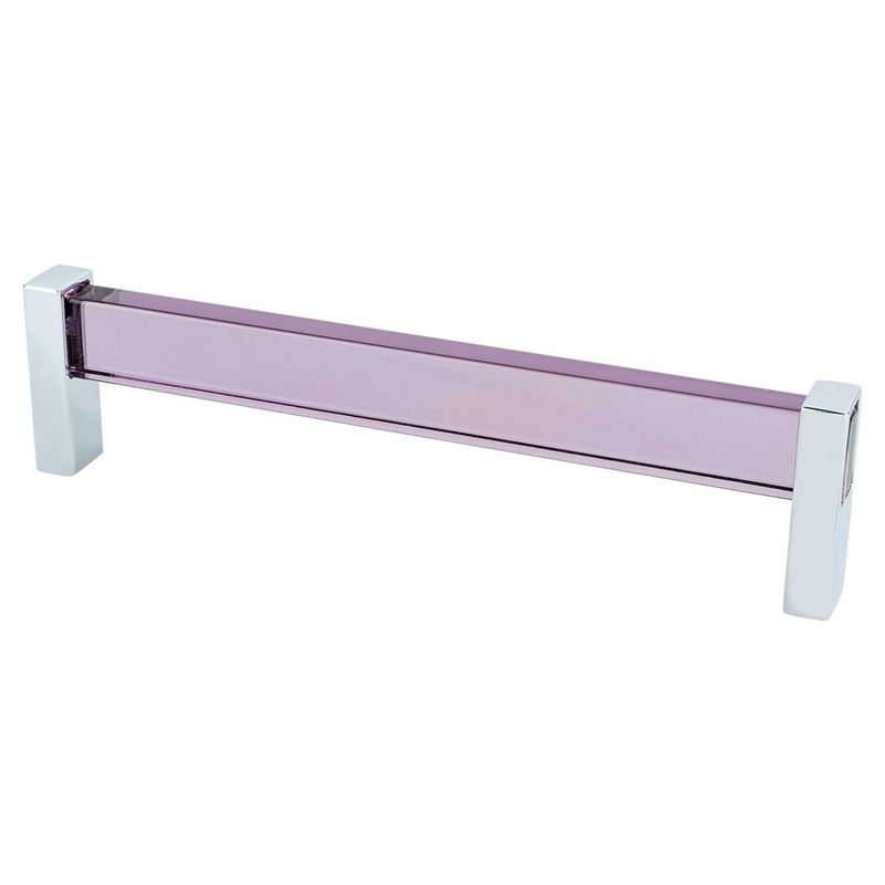 6.63' Contemporary Flat Bar Pull in Polished Chrome Transparent Purple from Prism Collection