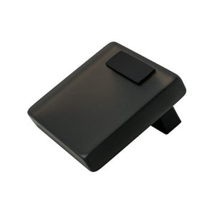 2' Wide Contemporary Square Knob in Matte Black Transparent Dark Brown from Quad Collection