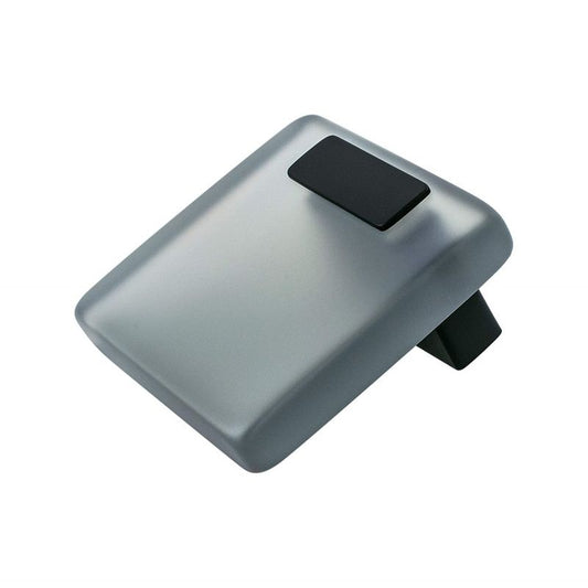 2" Wide Contemporary Square Knob in Matte Black Transparent Grey from Quad Collection