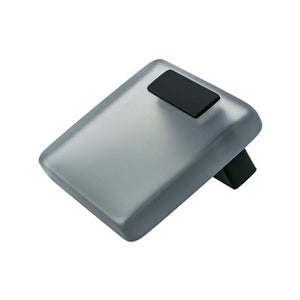 2' Wide Contemporary Square Knob in Matte Black Transparent Grey from Quad Collection