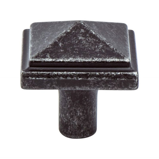 1.19" Wide Artisan Square Knob in Weathered Iron from Rhapsody Collection