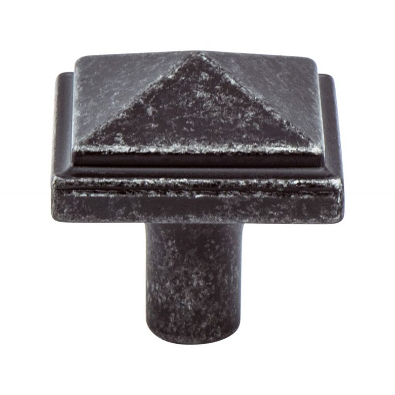 1.19' Wide Artisan Square Knob in Weathered Iron from Rhapsody Collection