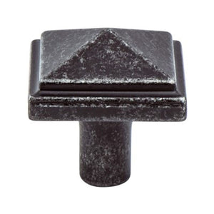 1.19' Wide Artisan Square Knob in Weathered Iron from Rhapsody Collection
