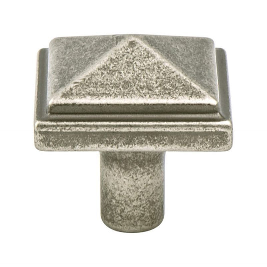 1.19" Wide Artisan Square Knob in Weathered Nickel from Rhapsody Collection