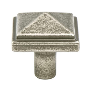 1.19' Wide Artisan Square Knob in Weathered Nickel from Rhapsody Collection