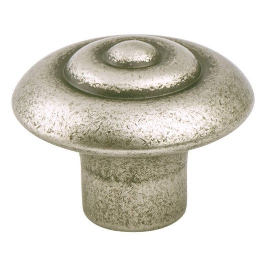 1.25" Wide Artisan Round Knob in Weathered Nickel from Rhapsody Collection
