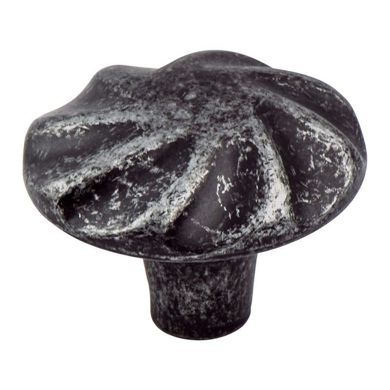 Wide Artisan Round Knob in Weathered Iron from Rhapsody Collection