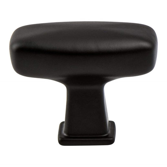 0.75" Wide Transitional Modern Classic Rectangular Knob in Matte Black from Subtle Collection