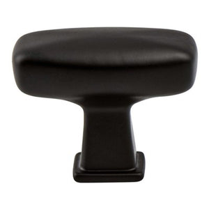 0.75' Wide Transitional Modern Classic Rectangular Knob in Matte Black from Subtle Collection