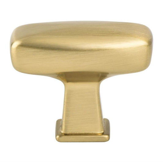0.75" Wide Transitional Modern Classic Rectangular Knob in Modern Brushed Gold from Subtle Collection