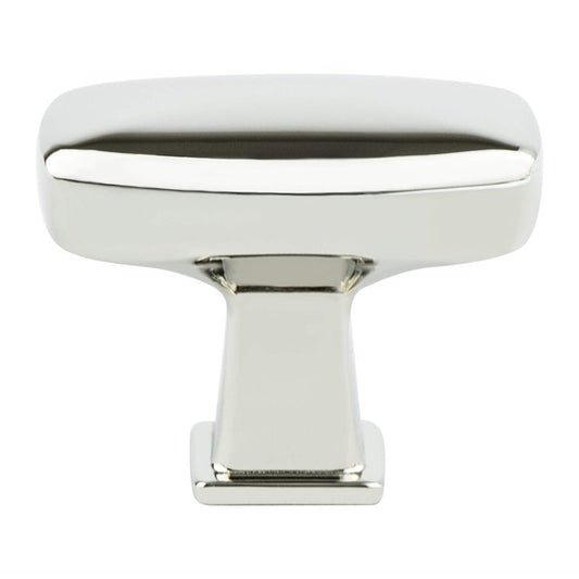0.75" Wide Transitional Modern Classic Rectangular Knob in Polished Nickel from Subtle Collection