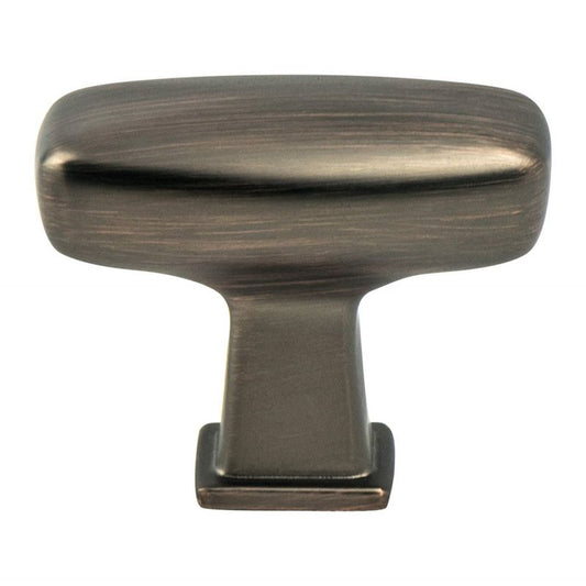0.75" Wide Transitional Modern Classic Rectangular Knob in Verona Bronze from Subtle Collection