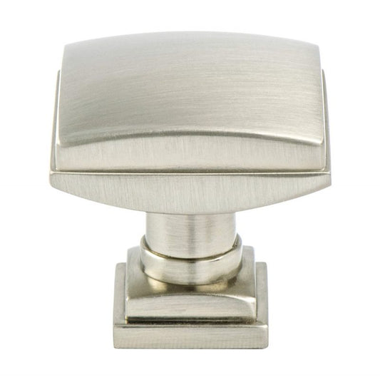 1.25" Wide Traditional Square Knob in Brushed Nickel from Tailored Collection
