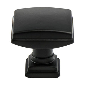 1.25' Wide Traditional Square Knob in Matte Black from Tailored Collection