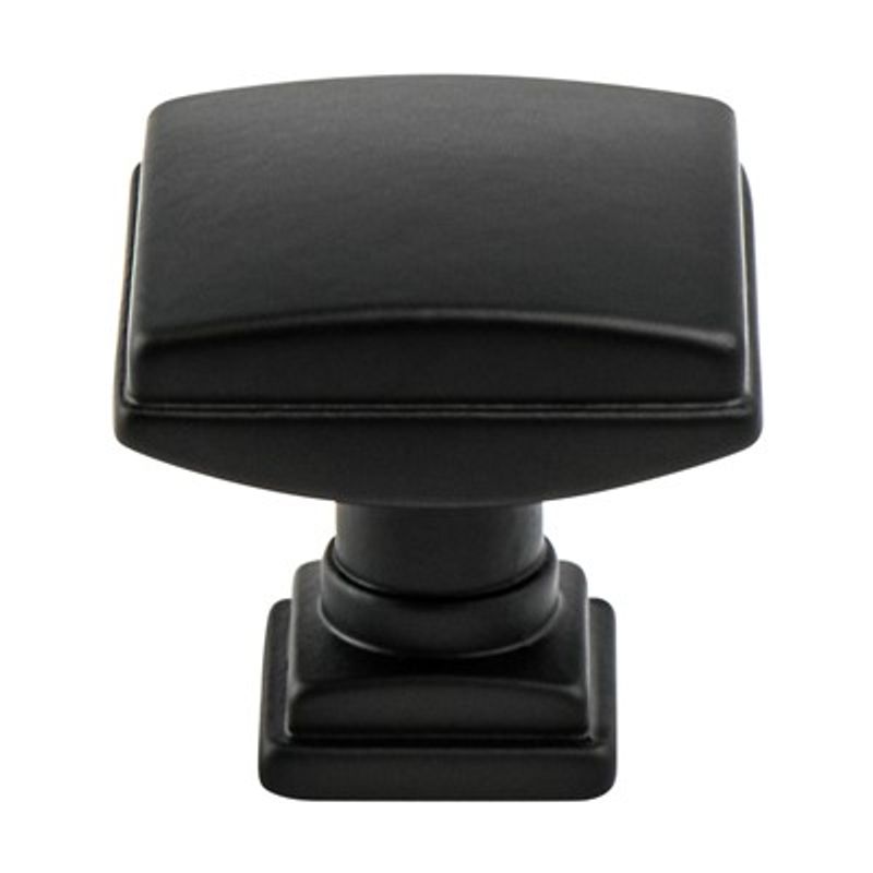 1.25' Wide Traditional Square Knob in Matte Black from Tailored Collection