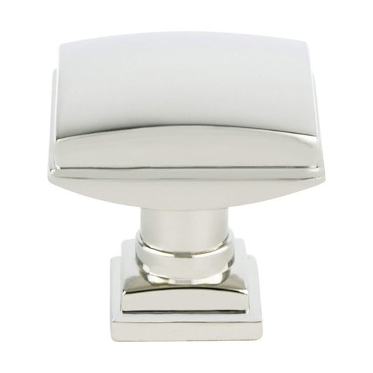 1.25" Wide Traditional Square Knob in Polished Nickel from Tailored Collection