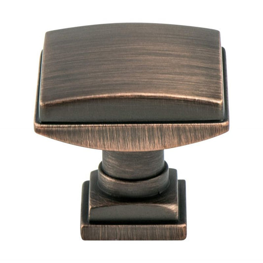 1.25" Wide Traditional Square Knob in Verona Bronze from Tailored Collection