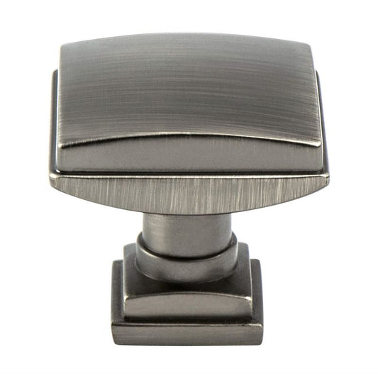 1.25" Wide Traditional Square Knob in Vintage Nickel from Tailored Collection