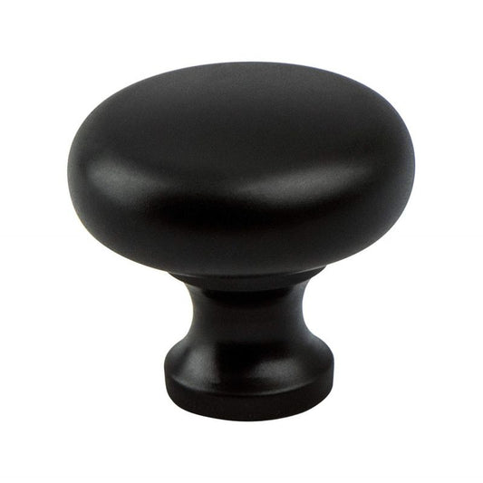 1.19" Wide Transitional Modern Round Knob in Matte Black from Valencia Collection