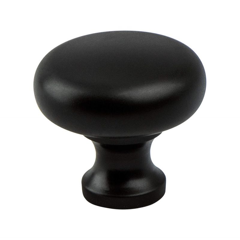 1.19' Wide Transitional Modern Round Knob in Matte Black from Valencia Collection