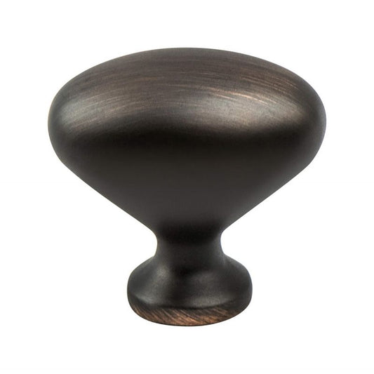 0.88" Wide Traditional Oval Knob in Verona Bronze from Vibrato Collection