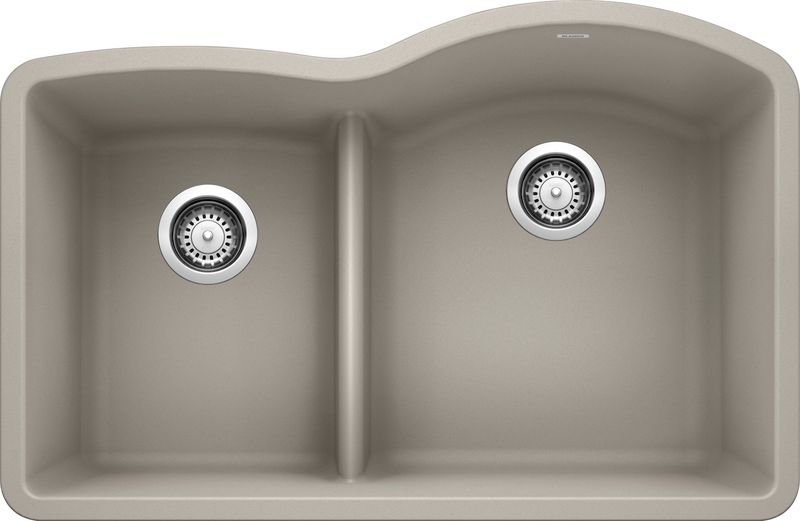 Diamond 32' Granite Double-Basin Undermount Kitchen Sink in Concrete Grey (32' x 20.84' x 9.5')